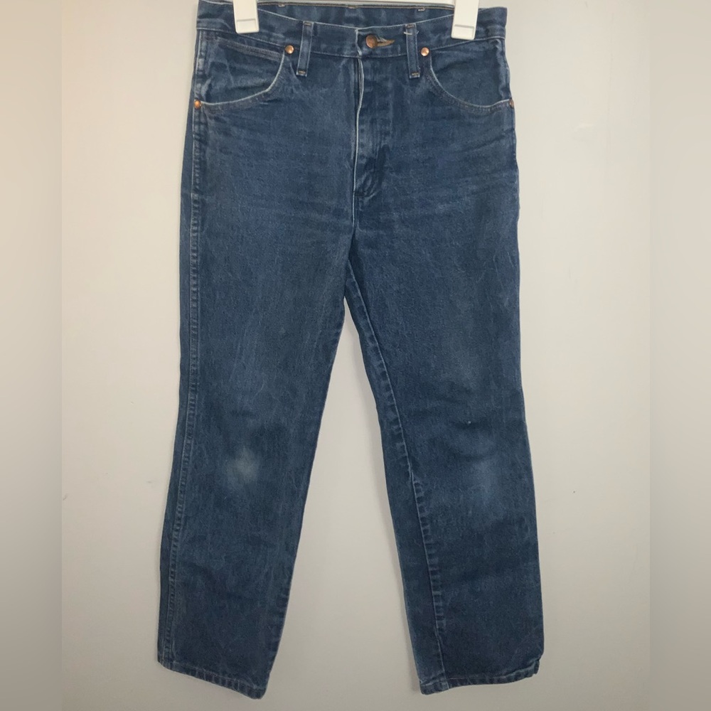 Men’s Vintage Wrangler Dark Blue Straight Jeans Sz 30x30